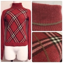 ご購入者様決定꒰BURBERRY꒱BLUE LABEL タートルネック ニット赤 長袖セーターの画像