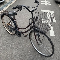 シティサイクル26インチ　ダークブラウン色　6段変速