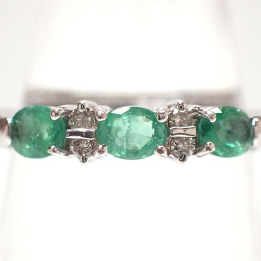 E509 K18 18金 WG エメラルド 3.9g 指輪 リング アクセサリー