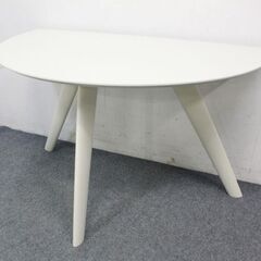 Francfranc/フランフラン エルヴェ ダイニングテーブル ホワイト 壁付けでコンパクト 3本脚   中古家具 店頭引取歓迎 R4546)
