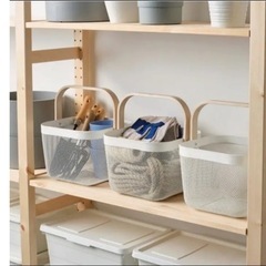【新品未使用】IKEA リーサトルプ バスケット　ホワイト×2の画像