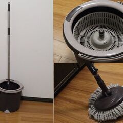 【無料で差し上げます】モップ バケツ付き 丸型 一槽式 ブラウンの画像