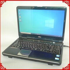 即使用可 黒緑 ノートパソコン 中古動作良品 15.6型 FUJITSU 富士通 NF/G50 Core i3 4GB DVDマルチ 無線LAN Wi-Fi Windows10 Office 