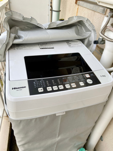 全自動　洗濯機　5.5kg カバー付き　10分洗濯