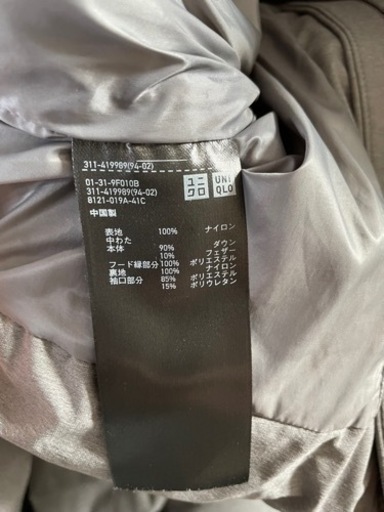 ユニクロ シームレスダウンパーカー M グレー クリーニング済