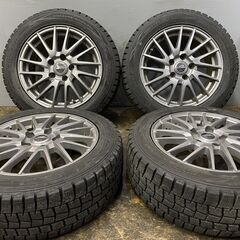 【DUNLOP WM01 205/55R16】スタッドレス【A-TECH SCHNEIDER 16インチ 6.5J5HPCD114.3+38】バリ溝 アイシス オーリス リーフ等　(VTI424)クレジットカード QRコード決済可能