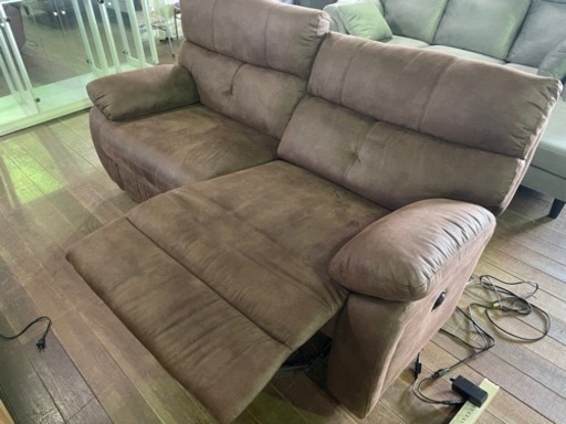 2人掛け電動ソファー！新品ファブリックレザー！10万円オーバー品