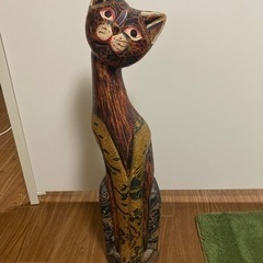 【エスニック風】木彫りネコの置物(お譲り先が決まりました)
