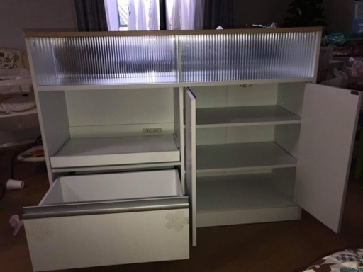 Keittio 北欧キッチンシリーズ 幅90 キッチンカウンター 食器収納付き キッチンカウンター収納沢山できます(^^)
