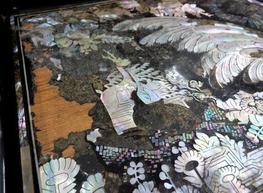 黒塗鏡台 ドレッサー 螺鈿細工 花鳥草紋 漆家具 札幌市西区西野
