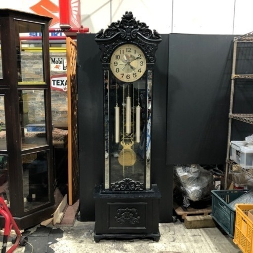 福岡市南区から　KYUNGSHIN 全長2m 柱時計　置き時計　振り子時計　木彫り　ディスプレイレトロアンティーク