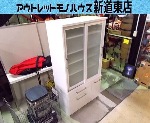 食器棚 キッチン収納 ホワイト 横幅 約88cm 中古  札幌市東区 新道東店