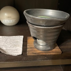 （中古）香炉 陶器/ 黒釉茶香炉（緑） /アロマ +スペアろうそく付の画像