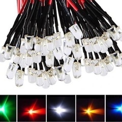 新品【点滅するカラフル砲弾型LEDダイオード5mm】有線20cm 高輝度 12Vの画像