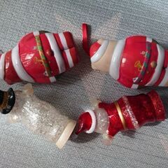 クリスマスオーナメントの4つセット サンタ テディベア 雪だるまの画像