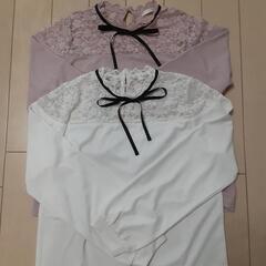 襟元レースのカットソー2枚★Mサイズ★美品