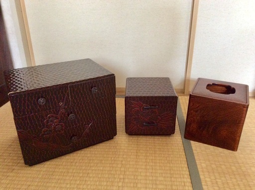 アンティーク和柄の小物入れ\u0026ゴミ箱3点セット