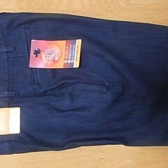 デニム柄ズボン　ウェスト８５、股下７０　裏フリース　ウォシャブルの画像