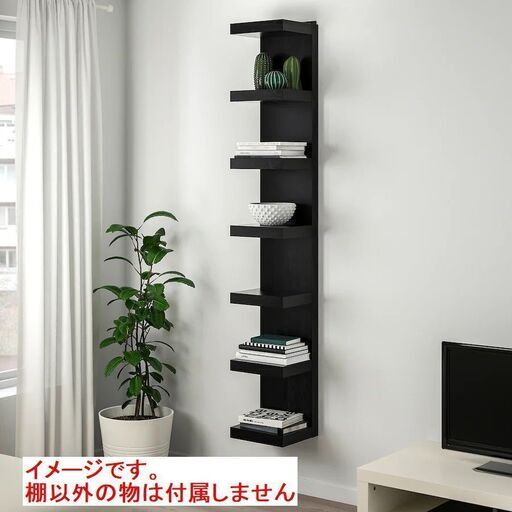 ウォールシェルフ 【 ブラック / 黒 】 木製壁掛けラック 壁収納 飾り棚 ディスプレイ