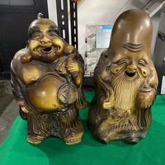 ^_^  七福神の置物2体　7代錦松　銘入り