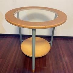 サイドテーブル　丸・ガラス　直径50cm x 高さ50cm