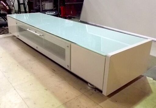 テレビボード  幅155.5cm ガラス天板 高さ26.5㎝ エナメル ホワイト/白 おしゃれ テレビ台 TVボード TV台 AVボー