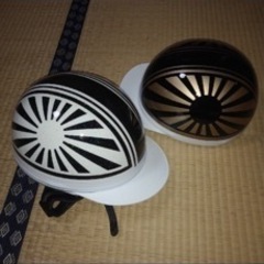 コルク半日章ヘルメット白黒 ラメ入り 