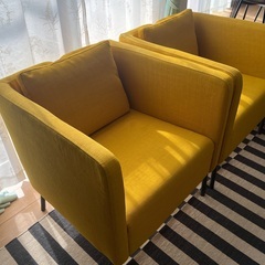 IKEA 1人用ソファ　チェア　黄色　おしゃれ　2個セット