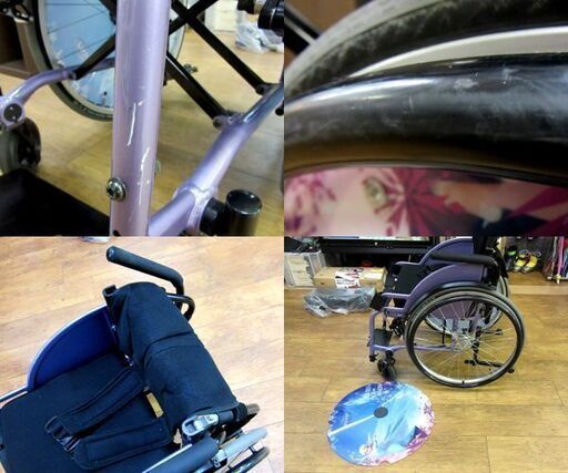 NISSIN SPORTS 自走式車椅子 車イス 介護 折り畳み パープル アナ雪スポークカバー付き 札幌 厚別店