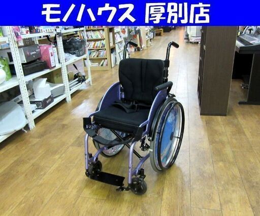 NISSIN SPORTS 自走式車椅子 車イス 介護 折り畳み パープル アナ雪スポークカバー付き 札幌 厚別店