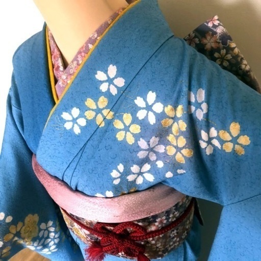 金彩桜模様刺繍振袖と袋帯のセット《やまと謹製》