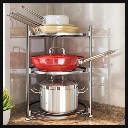 ご購入者様決定꒰未開封꒱ステンレス タワー型3段収納ラック工具不要 キッチン用品インテリア雑貨