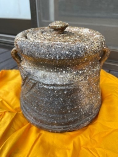 信楽焼　楽斎　耳付き　水指　茶道具