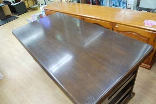 飛騨産業 ダイニングテーブル 幅165×奥84×高61cm 木製 側面収納 旧ロゴ 食卓テーブル キツツキ 札幌市 清田区 平岡