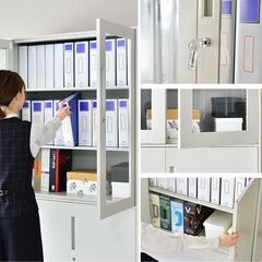 Hスチールキャビネット【アバクス／ブラック色】オフィス 棚 ロッカー 鍵付き スチール キャビネット 訳あり B品 要組立品※定価22,990円の画像