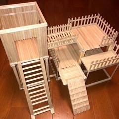 【世界に一つ】ハムスター 木製アスレチック 遊び場 ウッドデッキ インテリアの画像
