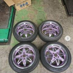 ★美品【深リム】PCD100 4H アルミホイールタイヤセット ４穴 の画像
