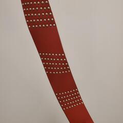 【追加写真】新品 本革 スタッズベルト 赤 レッド 太めの画像