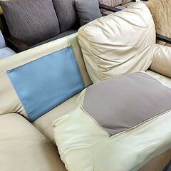 札幌 値下げ 二人掛けソファ 幅170×奥行91×座面高42㎝ クリーム系 ツートンカラー レザー調 2人掛けソファ ソファー 本郷通店 札幌 値下げ 二人掛けソファ 幅170×奥行91×座面高42
