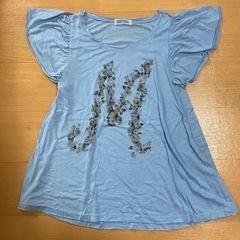 【美品】NICE CLAUP 水色フリルトップス★ 半袖