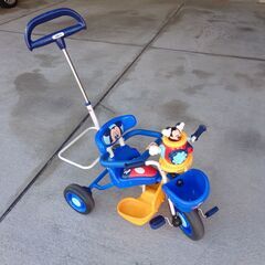 ☆値下げ☆【Disney】ポップンカーゴ三輪車　ミッキーマウス　青　【中古】の画像