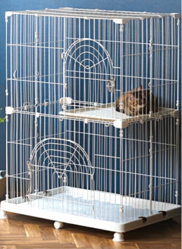 猫　ゲージ2段（猫トイレ、餌入、給水トレーおまけ）