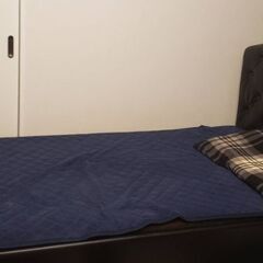黒いレザーのシングルベッド