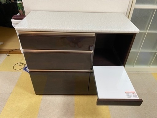ニトリ　キッチンカウンター アルミナ2 100CT DBR