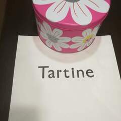 ★Tartine（タルティン）★ピンクの缶入★空き缶★「タルティンミックス缶」大　Lサイズ　　ブロンコクーポンの画像