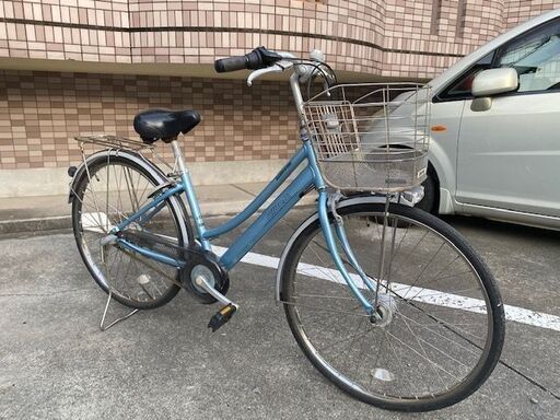 【メンテナンス済み即のりOK】26インチ　ブリヂストン　アルベルト　ブルー　内装3段　前かご、オートライト、カギつき　鹿児島市