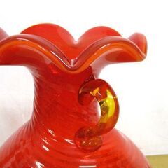 フラワーベース 花瓶 オブジェ 花ビン 直径28cm 高さ40cm オレンジ ガラス 花器 インテリア 装飾品 フラワーアレンジメント 札幌市 中央区の画像