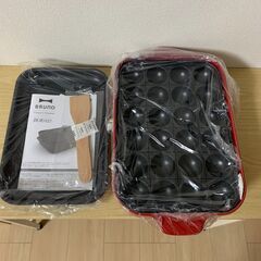 新品　7300円　BRUNO　ブルーノ　BBQ  ホットプレート＋たこ焼きプレート　コンパクトサイズ（レッド）の画像