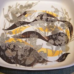 デンマーク王室御用達、Royal Copenhagen(ロイヤルコペンハーゲン)のBACA(バッカ)シリーズ、イヴァン・ワイスデザインの角皿♪北欧らしい色合いのヴィンテージプレート。ディスプレイにも！BK310の画像