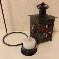 【輸入雑貨】アンティーク調 ステンドグラス風 (ランタン/小物入れ) 2点セット お洒落の画像